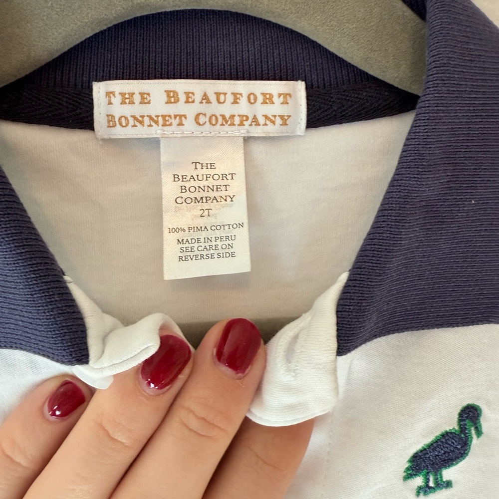 The Beaufort Bonnet Company Prim and Proper White Polo with Navy Accents - Picture 3 of 4